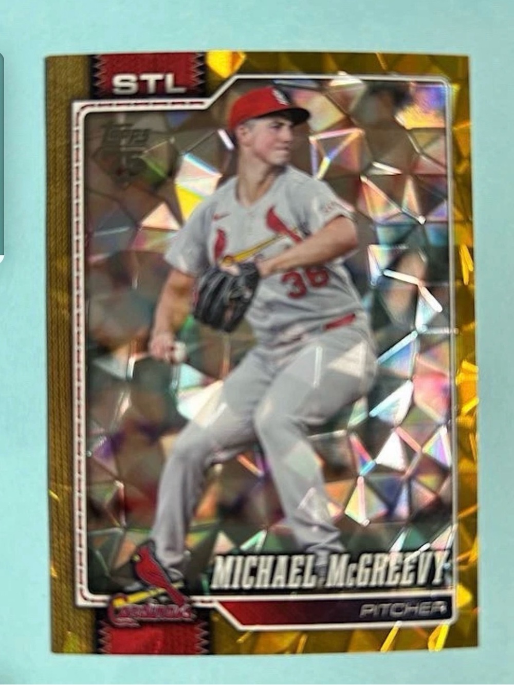2025 Topps Series 1 - StL Cards Michael McGreevy #161 Diamanté Gold  28/50 (RC)